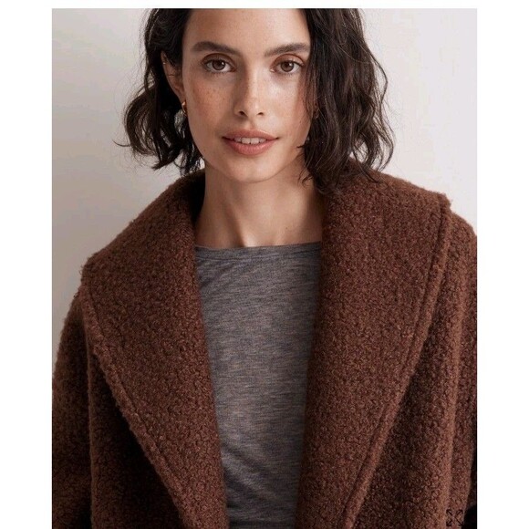 Madewell Pebbled Faux Shearling Shawl Collar Coat Women's Size Medium - Picture 15 of 15